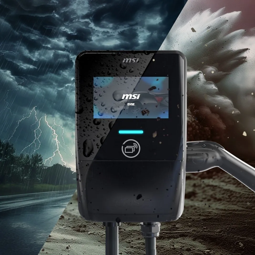 EV Premium EV charger showing its range of weather reliability